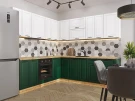 Угловая модульная кухня Дублин-02 Special White/Special Green Дуб вотан 2140*2200/2400*600