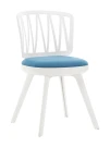 DC275 Стул пластиковый, каркас Белый, подушка Синяя