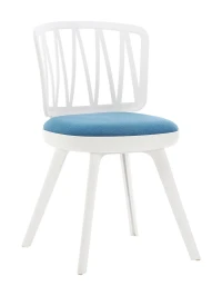 DC275 Стул пластиковый, каркас Белый, подушка Синяя