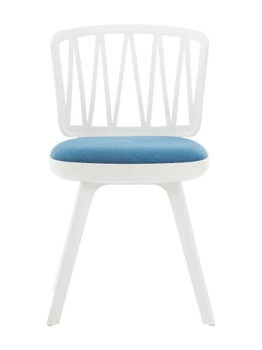 DC275 Стул пластиковый, каркас Белый, подушка Синяя
