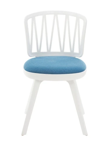DC275 Стул пластиковый, каркас Белый, подушка Синяя
