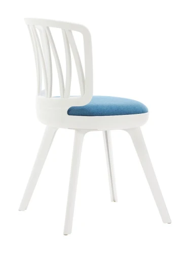 DC275 Стул пластиковый, каркас Белый, подушка Синяя