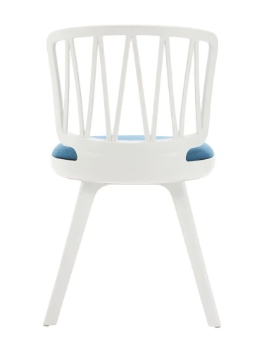 DC275 Стул пластиковый, каркас Белый, подушка Синяя