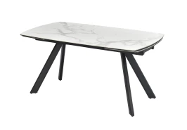 Стол DikLine KL160 керамика белый мрамор С39 глянец/опоры черные) (2 уп)