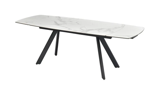Стол DikLine KL160 керамика белый мрамор С39 глянец/опоры черные) (2 уп)
