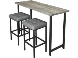 Обеденная группа (Консоль барная и 2 стула Камелот), кожзам Темно-серый