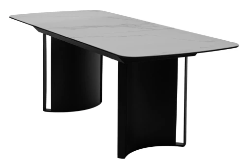 Стол RASMUS 160 TL-45 Белый мрамор, испанская керамика / черный каркас, ®DISAUR
