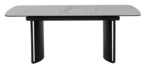 Стол RASMUS 160 TL-45 Белый мрамор, испанская керамика / черный каркас, ®DISAUR