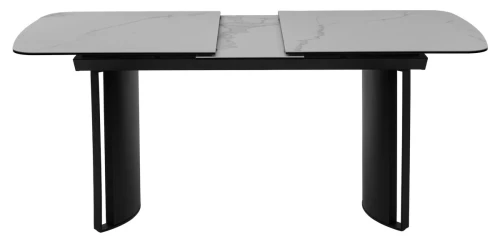 Стол RASMUS 160 TL-45 Белый мрамор, испанская керамика / черный каркас, ®DISAUR