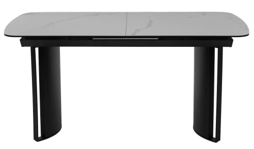 Стол RASMUS 160 TL-45 Белый мрамор, испанская керамика / черный каркас, ®DISAUR