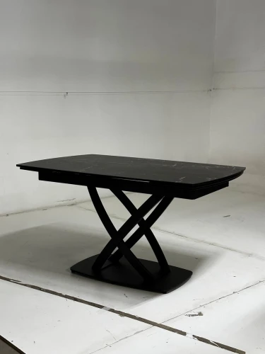 Стол FOGGIA 140 KL-116 Черный мрамор матовый, итальянская керамика/ черный каркас, ®DISAUR