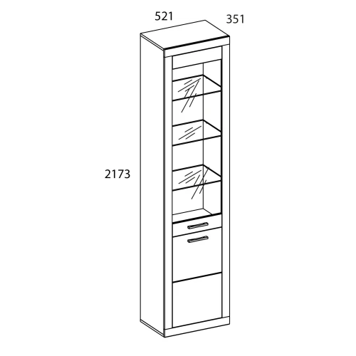 Шкаф-витрина 1D1V OSKAR , цвет дуб Санремо