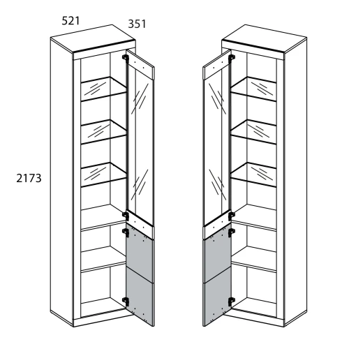 Шкаф-витрина 1D1V OSKAR , цвет дуб Санремо