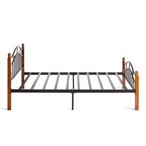 Кровать AT-126 дерево гевея/металл, 160*200 см (Queen bed), красный дуб/черный