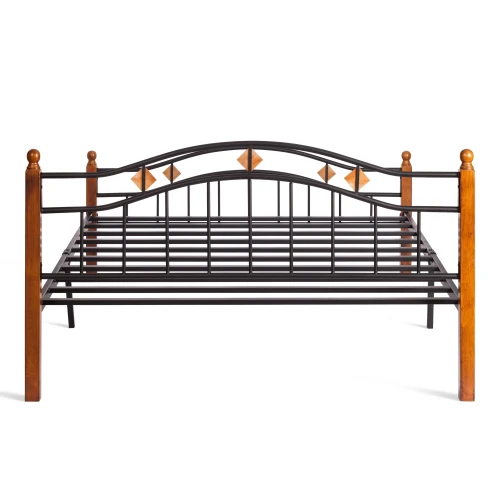 Кровать AT-126 дерево гевея/металл, 160*200 см (Queen bed), красный дуб/черный