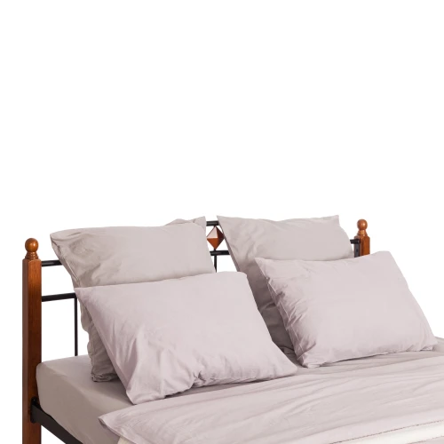 Кровать AT-126 дерево гевея/металл, 160*200 см (Queen bed), красный дуб/черный