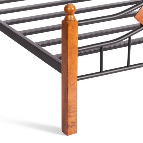 Кровать AT-126 дерево гевея/металл, 160*200 см (Queen bed), красный дуб/черный