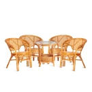 Комплект "PELANGI"  02/15 ( стол со стеклом + 4 кресла ) [без подушек] ротанг, кресло 65х65х77см, стол диаметр 64х61см, Honey (мед)