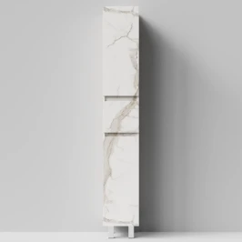 Пенал Бест 30 (2 двери, 1 ящик) напольный, Мрамор Белый натур милк ПВХ 2537, левый, бельевая корзина