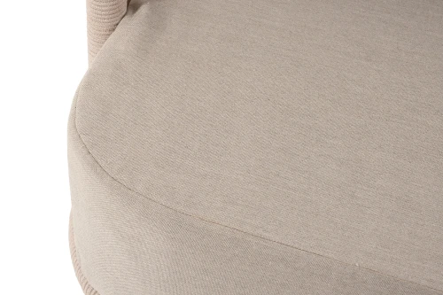 "Верона" диван 3-местный плетеный из роупа, каркас алюминий белый муар, роуп бежевый круглый, ткань бежевая 15052