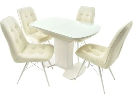 Обеденная группа (Стол Корсика и 4 стула Бордо), белый