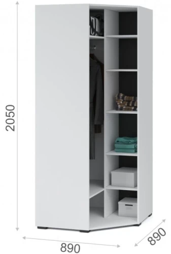 Шкаф «Йорк» 89, Белый/белый глянец