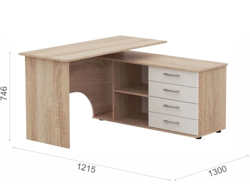 Стол «Гарвард» ПР 130х120, Дуб сонома/белый