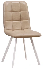 C919/DC809 Стул мягкий, ЛАТТЕ#19-16 экокожа, каркас металл белый КВАДРАТ