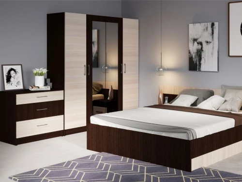 Спальня «Алена» 4 дв. шк, Венге/Дуб молочный