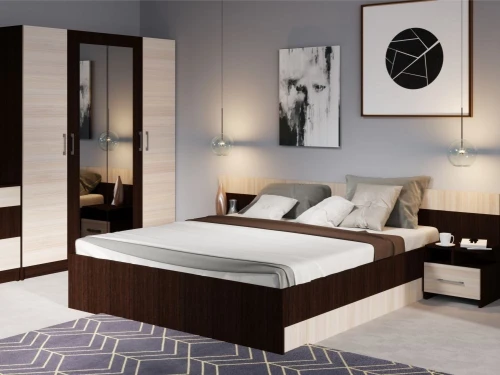 Спальня «Алена» 4 дв. шк, Венге/Дуб молочный