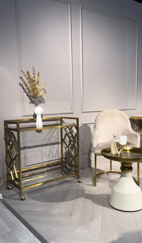 Стол журнальный Ажур SX-61, 51x54 см, белый/золото