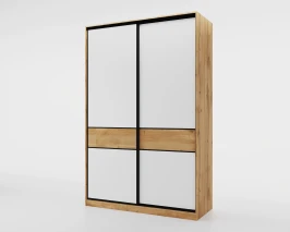 Шкаф-купе SLIM,125*60, Дуб вотан, Белый шёлк