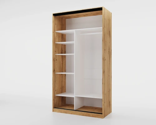 Шкаф-купе SLIM,125*60, Дуб вотан, Белый шёлк