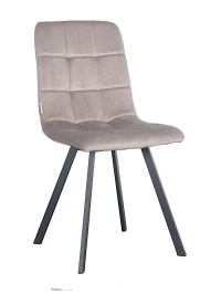 C919/DC809 Стул мягкий, СЕРО-БЕЖЕВЫЙ#h9 велюр, каркас металл черный КВАДРАТ