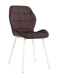 DC829 Стул мягкий, БАКЛАЖАН#G62-56 велюр, каркас металл белый КРУГЛЫЙ