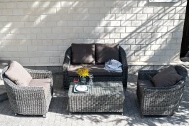 "Кон Панна" диван из искусственного ротанга двухместный, цвет графит