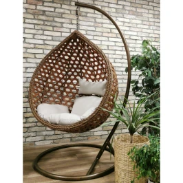 Подвесное кресло из искусственного ротанга МД-1000  -  Бежевый