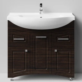 Тумба Адам 90 напольный, Палисандр ПВХ 43101, левый Vodok с раковиной в комплекте