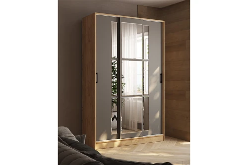 Шкаф-купе Стиль-2 140, Дуб Крафт Золотой, Графит серый