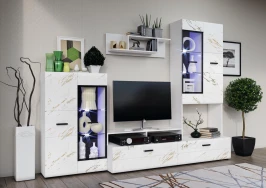 Гостиная Нэнси Вариант №3, Мрамор золото, Белый