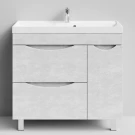 Тумба Лайт 90 напольный, Белый камень ПВХ 57805, 2 ящика, 1 дверь справа Vodok с раковиной в комплекте