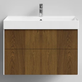 Тумба Лоренцо, 85 подвесной, Дуб цвет 5 Vodok с раковиной в комплекте