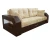 Диван еврокнижка Манчестер  с подсветкой 160 ВЕЛЮР 02 БЕЖЕВЫЙ ЭКОКОЖА КОРИЧНЕВАЯ