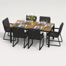 Обеденная группа TELLA  ALBA  каркас карбон / стол тик 180 / ткань антрацит