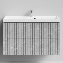 Тумба Тач 100 подвесной, Мрамор Белый софт тач 4044-2 Vodok с раковиной в комплекте