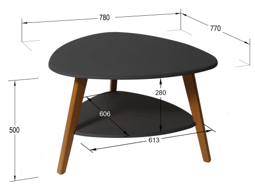 Стол журнальный Бруклин графит/дуб светлый