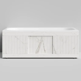 Экран-купе Тач 1500, 3 раздвижные двери, Мрамор Белый натур милк ПВХ 2537