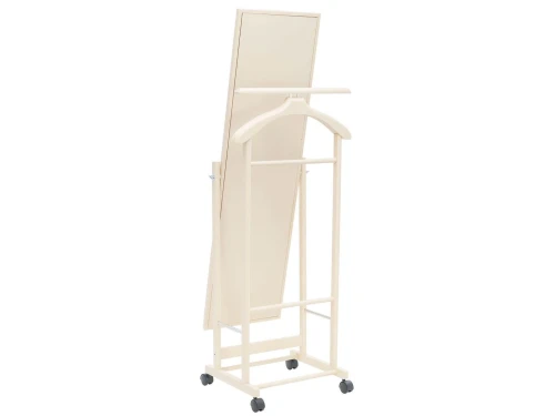 Вешалка костюмная с зеркалом на колесах В 24Н слоновая кость