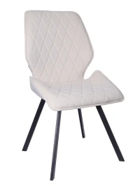 DC231 Стул мягкий поворотный 180, ВАНИЛЬНЫЙ#M420-02 велюр, каркас металл, черный КВАДРАТ