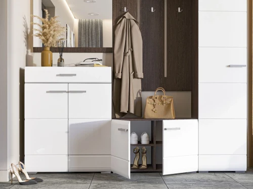 Комод Вегас 2д1ящ, белый глянец/венге